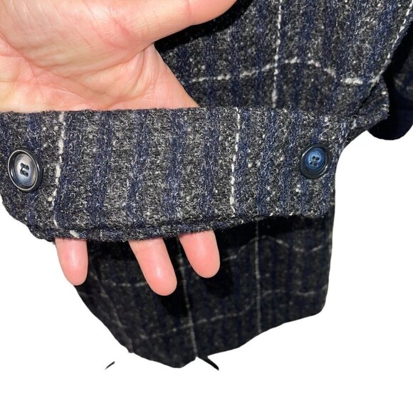 Saril Ltd Vintage Womens Coat Size Large Gray Plaid Pockets Knit Cuffs Pure Wool - Picture 5 of 10